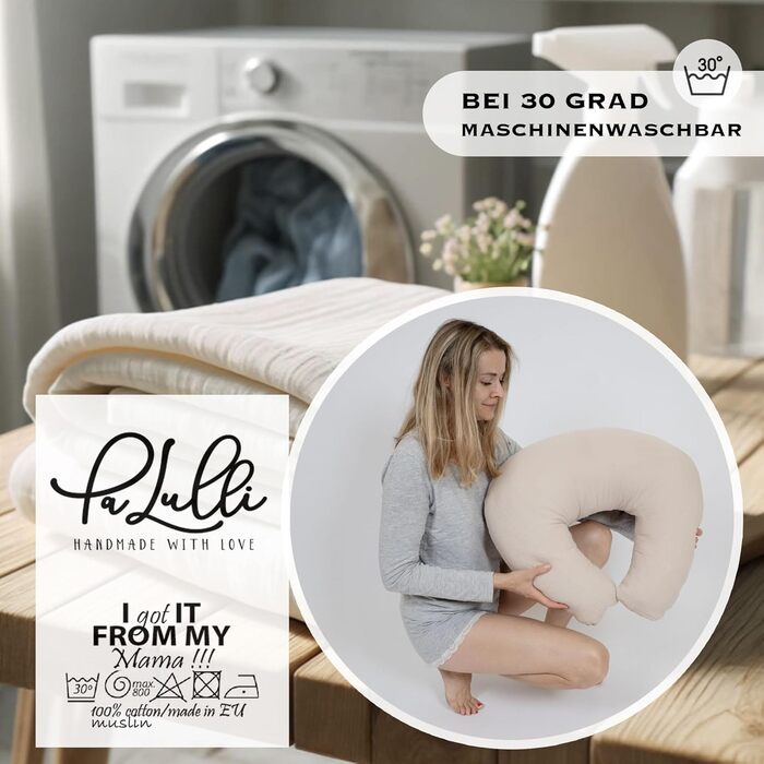 Подушка для годування та вагітності PaLulli XL (170x30 см), органічна бавовна, мусліновий чохол, колір шавлія