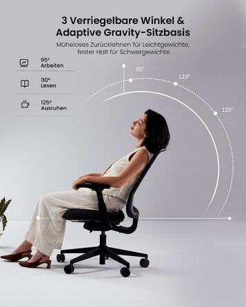 Офісний стілець ProtoArc Flexer ергономічний чорний з регулюванням глибини сидіння та дихаючою сітчастою спинкою для дому та офісу