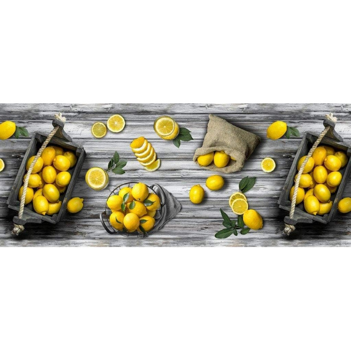 Нековзний водовідштовхувальний килимок, що миється Якість зроблено в Італії Стійкий до плям ПВХ килимок для передпокою для внутрішнього та зовнішнього цифрового друку Лимонний візерунок дерева (52X280)