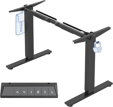 Електричний регульований стіл FlexiSpot з пам'яттю висоти та LED-дисплеєм, чорний (EN1)