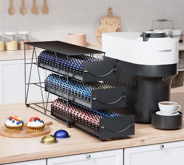 Тримач для капсул Vertuo/Nespresso (90 шт.) - металевий, чорний