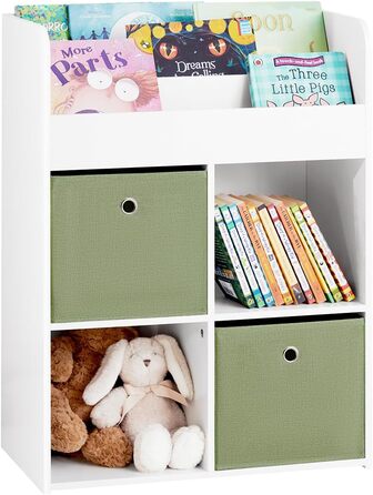 Дитяча іграшкова скриня SoBuy KMB80-W з подушкою, біла, 60x35x34 см - для зберігання іграшок та взуття