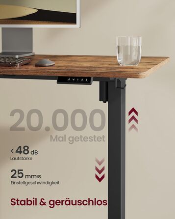 Електричний регульований стіл VASAGLE, сталеве каркас, без стільниці, з 2 гачками, пам'ять 3 положень, чорний (LSD021B01V2)