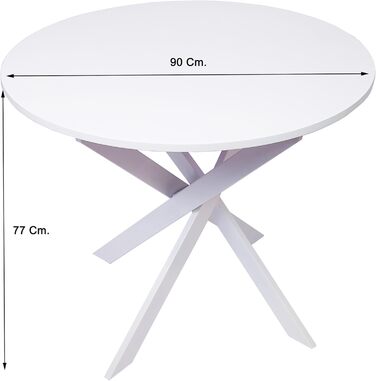 Круглий обідній стіл Skraut Home Zen | 90x90x77 см | на 4 особи | Білий | Міцні матеріали