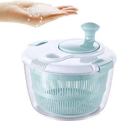 Салатниця-сушарка 5 л з кришкою, стійка до падінь та високих температур, для салатів, овочів та фруктів, безпечна, для вегетаріанців, придатна для миття в посудомийній машині