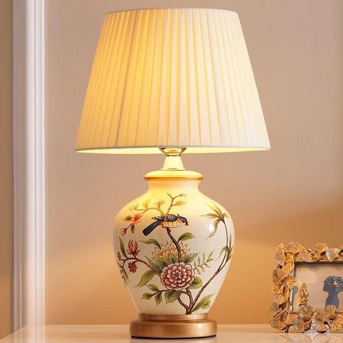 Керамічна настільна лампа Mengjay - настільна лампа, нічник, декоративне освітлення, торшер для читання, вітальня (біла)