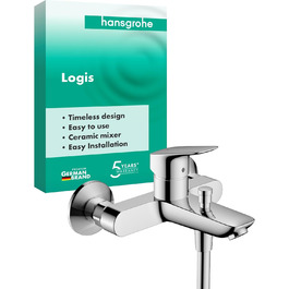 Змішувач для ванни Hansgrohe Logis накладний, для 2 споживачів, хром, довжина виливу 19,4 см