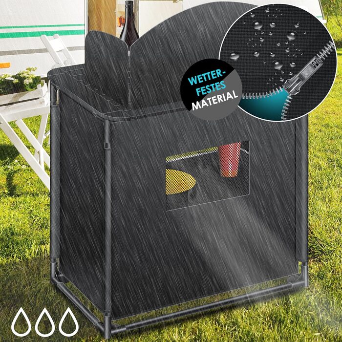 Кемпінгова кухня KESSER® | З сумкою та набором посуду | Складаний шафка для кемпінгу | Алюмінієвий каркас | Похідна кухня | Кухонна коробка | Шафка для намету | Чорний/Чорний (Тип F2, Чорний / Чорний)