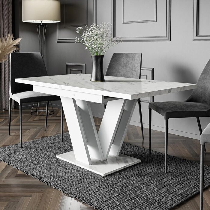 Розсувний кухонний стіл PROROOM FURNITURE Malvi – чорний, 120-160 см, для 4-6 осіб | Легка збірка | Для кухні та їдальні