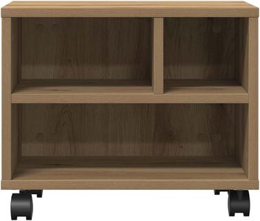 Підставка для принтера на колесах з місцем для зберігання, білий ДСП (дуб ручної роботи)