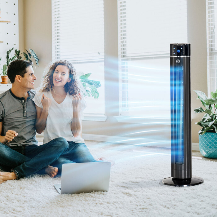 Вентилятор 2-в-1: підлоговий та настільний, чорний (32 см x 32 см x 106,8 см)