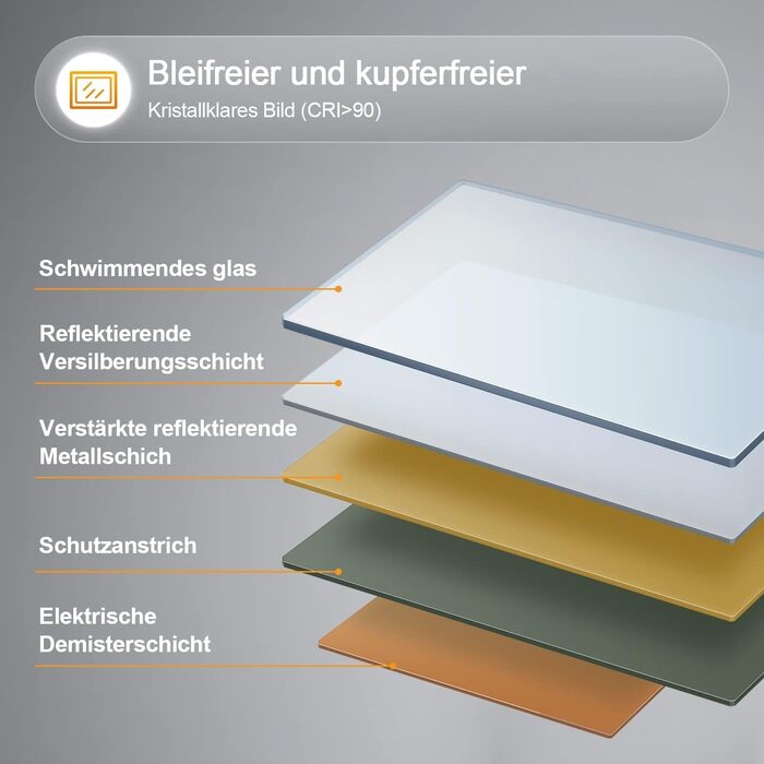 Дзеркало для ванної кімнати BD-Baode з LED-підсвічуванням 40x60 см, сенсорне керування, 3 режими освітлення, прямокутна форма