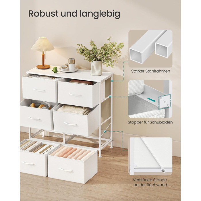 Комод SONGMICS з 8 висувними ящиками, шафа для зберігання, сталь, MDF, фліс, для спальні, прихожої, вітальні, вінтажний коричневий-чорний