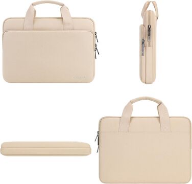 Чохол для ноутбука DOMISO 15.6 дюймів, сумісний з MacBook Pro (M4/M3/M2/M1) та іншими моделями, водовідштовхуючий, з ручкою, бежевий