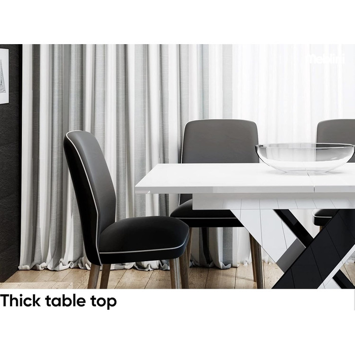 Обідній стіл Meble Inox Bronx розсувний, білий глянцевий (140-180x80x75 см)