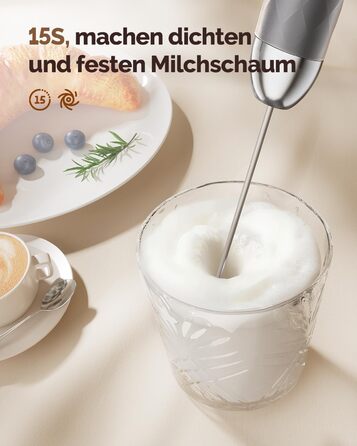 Електричний пінний балон Maestri House LunaFro 2.0 (сірий): бездротовий міксер з регулюванням швидкості та нержавіючою сталею