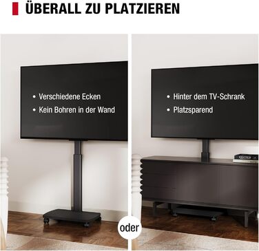 Підставка для телевізора мобільна з дерев'яною основою, поворотна, для TV 19-42 дюйми, чорна, до 20 кг, VESA 200x200 мм