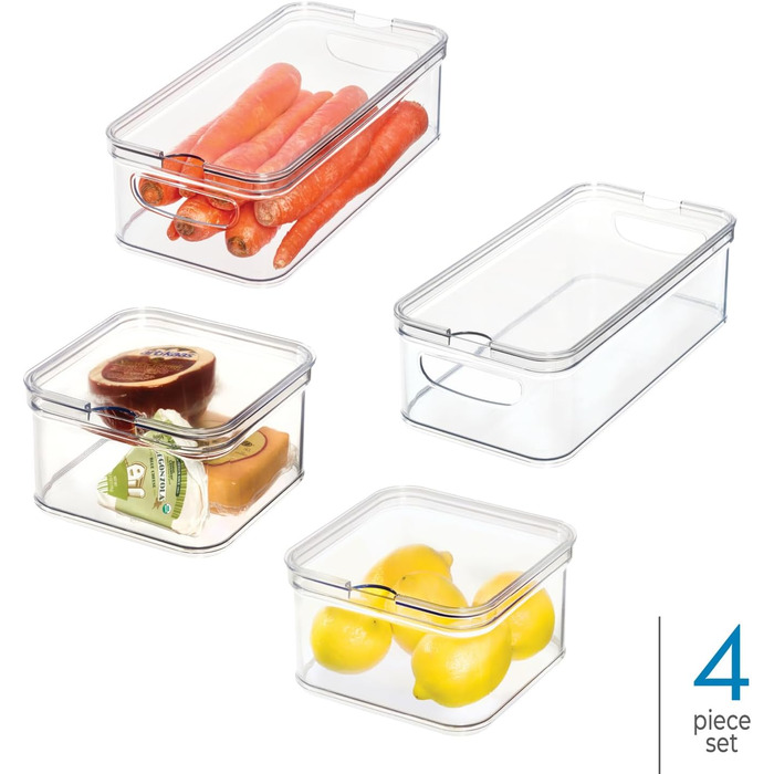 Набір органайзерів для холодильника iDesign, прозорий/білий, 4 предмети