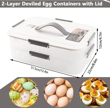 Контейнер для яєць з кришкою, 2-ярусний, 36 відділень, органайзер для яєць 