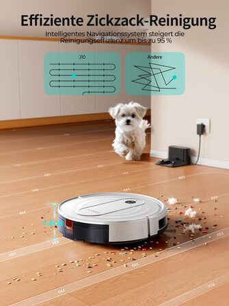 Робот-пилосос Airzeen J10 з функцією миття, 4000Pa, керування через додаток, для твердих підлог, видаляє шерсть тварин, білий