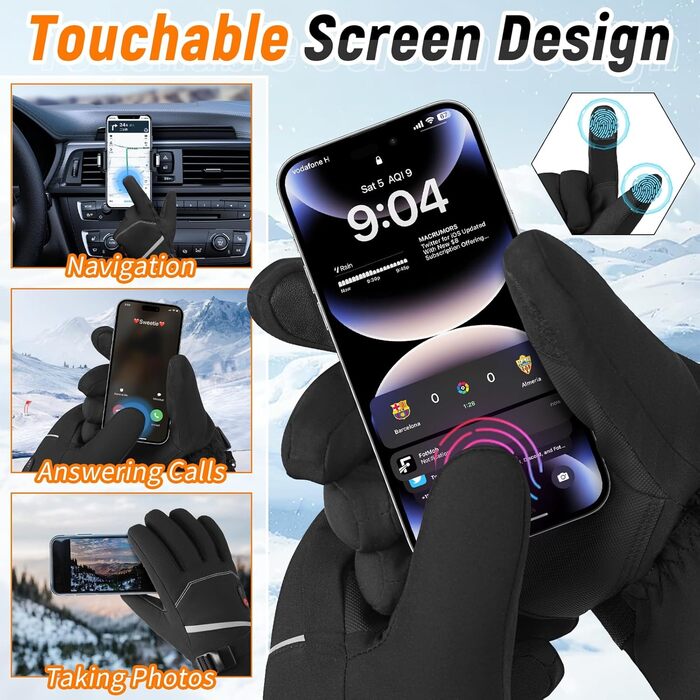 NEEOSI Обогревні рукавиці для чоловіків, 3-рівневий обігрів, акумулятор 7.4V 20000mAh, до 12 годин роботи, водонепроникні для альпінізму, походів, велоспорту, кемпінгу (L)