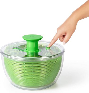 OXO Good Grips Салатниця-центрифуга з ситом та кришкою, зелена – для сушіння салату, велика