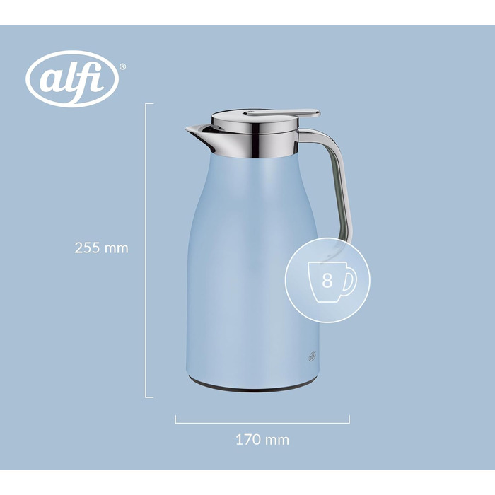 Термос Alfi SKYLINE 1.0л Pastel Water: термоізоляційний термос з нержавіючої сталі, з гігієнічним скляним вкладишем, поворотним кришкою з кнопкою, ергономічною ручкою, BPA-free, 1000 мл