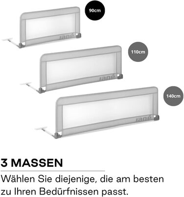 Бортик для ліжечка Jané складаний, високий (90 см, сірий) з чохлом для транспортування, дихаючий
