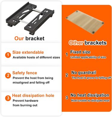 Підставка для комп'ютера SPORWAY: регульована платформа для системного блоку з 4 колесами, чорна