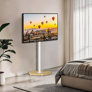 Підставка для телевізора Unho з регульованою висотою, біла, на коліщатках, для екранів 40-75 дюймів, VESA 600x400 мм, до 50 кг