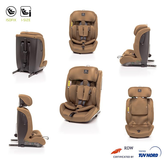 Автокрісло 4BABY Go-Fix Isofix 76-150 см, регульоване, з підкладкою, для дітей, I-Size (Мокко)