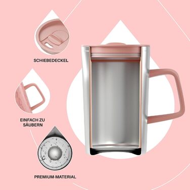 Кавова чашка Ideus® 470 мл з подвійними стінками, з нержавіючої сталі, з нековзним ручками та кришкою-ковпачком (Червоно-зебра, Рожева Леопард)