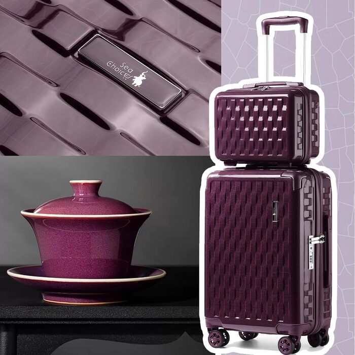 Набір валіз Sea Choice: 3 валізи (55/65/75 см) + косметичка, жорсткий корпус, TSA-замок, колір м'ятно-зелений