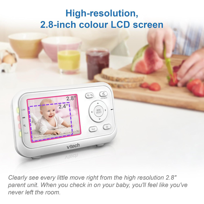 Відеоняня VTech VM3250 з LCD-екраном 7,1 см, нічним баченням, датчиком температури та радіусом дії 300 м