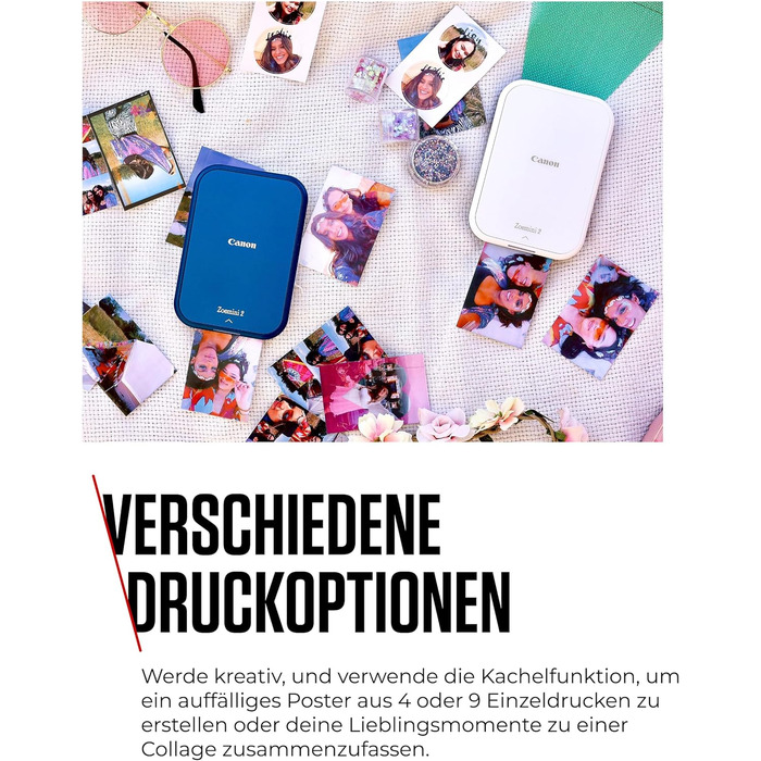 Canon Zoemini 2 Perlweiß: Міні-фотопринтер для смартфонів та планшетів | Модель для подорожей | Комплект друку