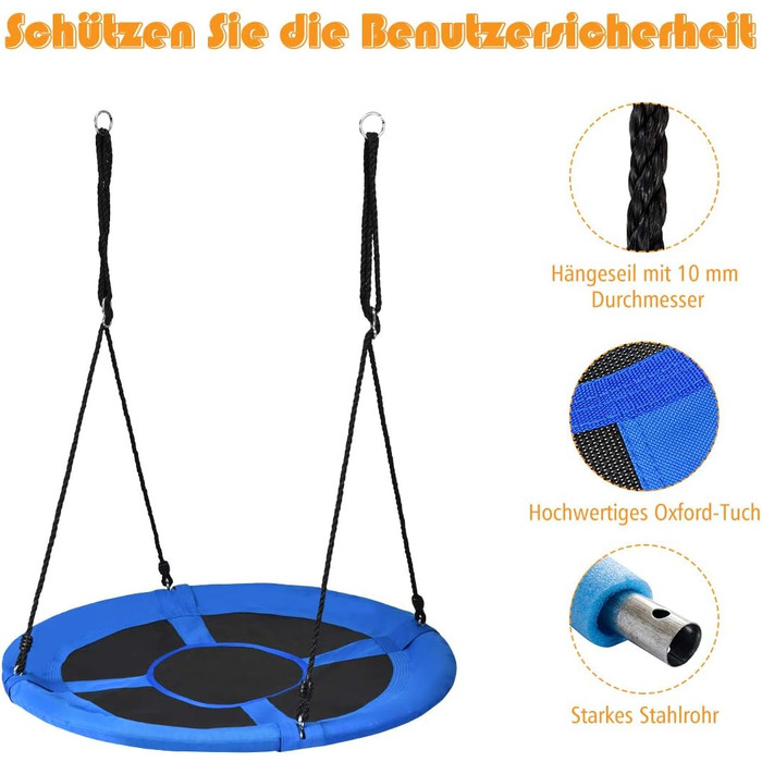 Шоукель DREAMADE для саду: регульована висота, діаметр 100 см, до 150 кг, для дітей та дорослих (блакитний)