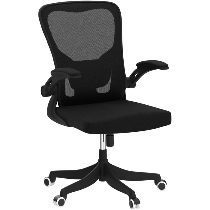 Офісний крісло Monhey з регулюванням висоти, поворотне, з відкидними підлокітниками, дихаюча сітка, регульована підголовник та інтелектуальна підтримка попереку – для дому та офісу (чорний)