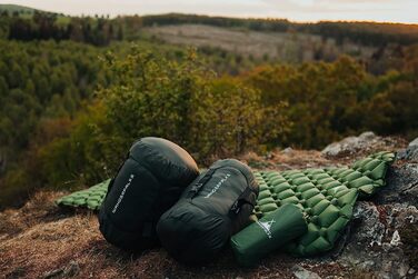 Спальний килимок для кемпінгу WANDERFALK (ширина XL) 190 x 66 x 6 см-надувний матрац для кемпінгу-надлегкий спальний килимок для активного відпочинку, кемпінгу , піших прогулянок, подорожей (зелений)