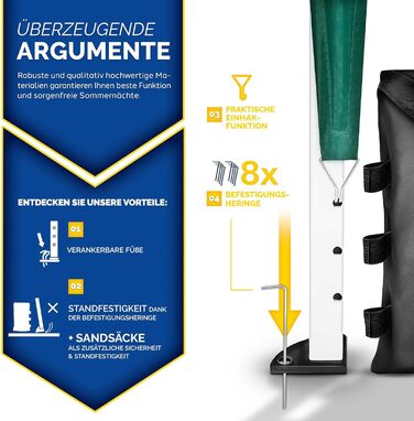 Павільйон Tillvex водовідштовхувальний з набором з 4 мішків з піском | Pop-Up павільйон, стабільний та регульований по висоті | Садовий намет з UV захистом 50+ | Намет для вечірок з сумкою для саду (антрацит) (3x3м з 4 боковими частинами, 3 x 3 м – зелени