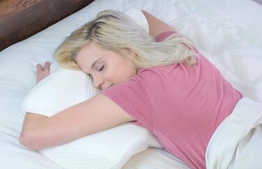 Ортопедична подушка Elviros з Memory Foam для сну на боці, підтримка шиї, зменшує біль у шиї та плечах, 53.8x11/9x33cm