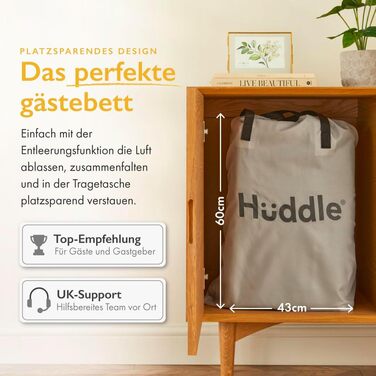 Надувне ліжко Huddle Lite з вбудованим насосом – комфортна матрац для кемпінгу, гостей та запасних кімнат (одинарне, двоспальне, king size)