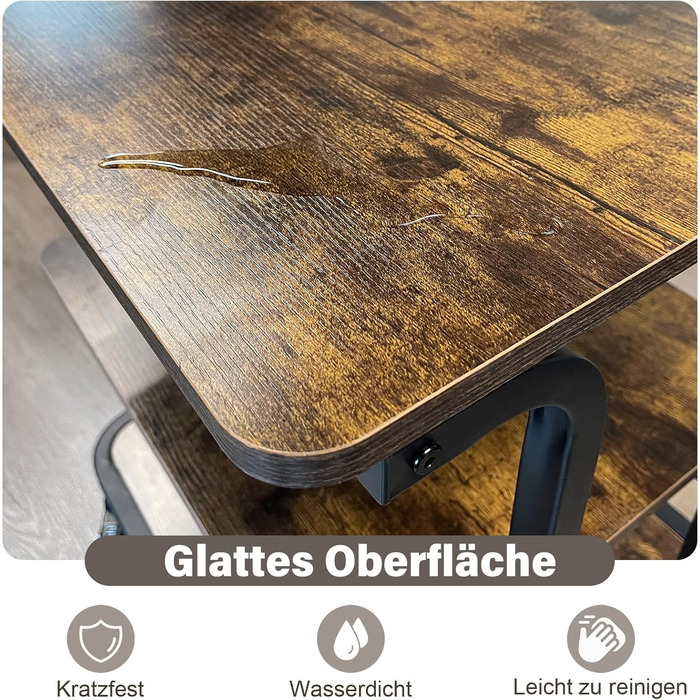 Стіл для принтера PUNCIA з 2 рівнями, мобільний, 60 x 50 см, дерево & метал