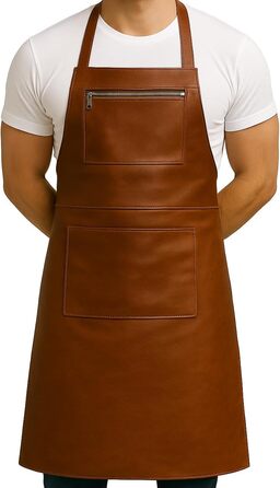 Шкіряний фартух великого розміру SID & VAIN - ручної роботи, світло-коричневий, для грилю, приготування їжі, офіціантів, чоловічий та жіночий