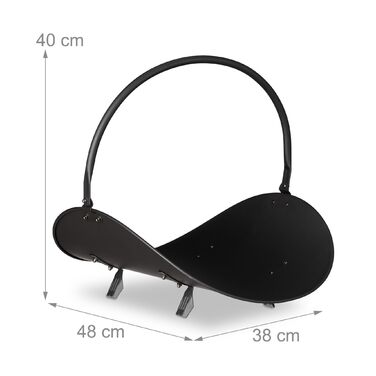 Кошик для дров Relaxdays, чорний