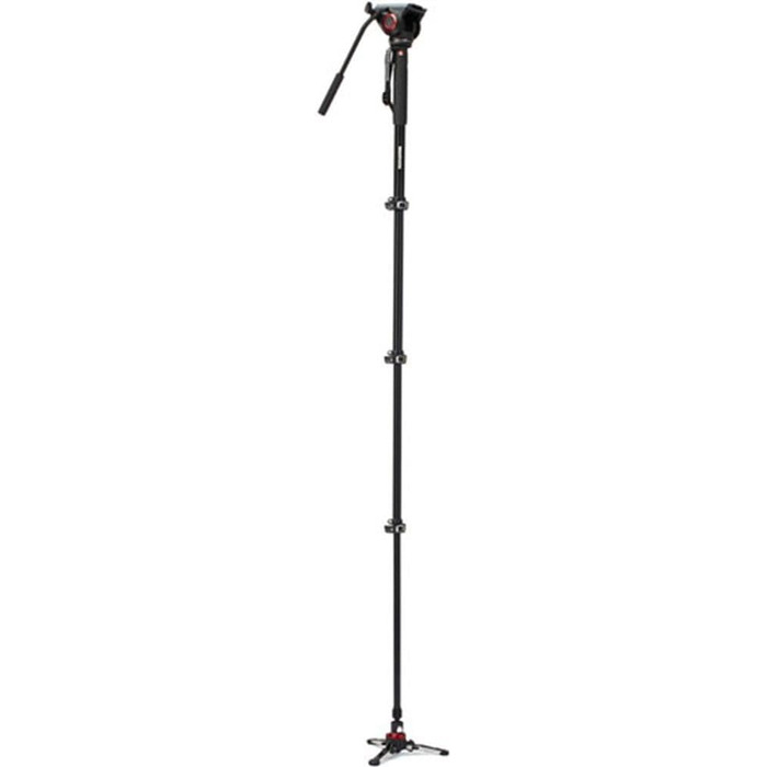 Відеомонопод Manfrotto XPRO+ з відеоголовою, алюмінієвий, 4-секційний, з рідинною основою, штатив для фото- та відеозйомки, створення контенту, відеоблогів