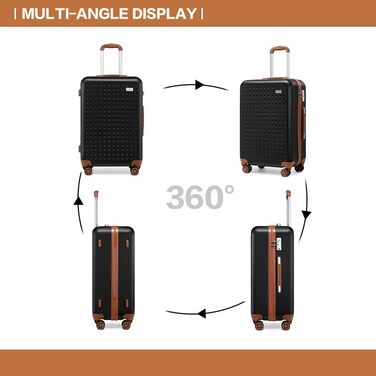 Чохол-валіза KONO, 57x38x24 см, 20 дюймів, ABS, TSA-замок, чорний