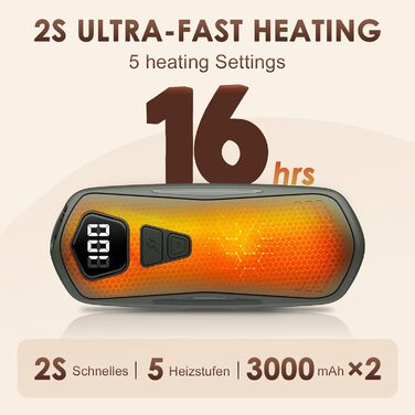 Електричні грілки для рук 2 шт. з акумулятором 6000mAh, 5 режимів нагріву, USB, для кемпінгу та відпочинку на природі, подарунок для жінок та чоловіків (зелені)