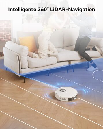 Робот-пилосос Proscenic Q8 з функцією миття 4200Pa, 200хв, для підлоги та килима, з лазерною навігацією та керуванням через додаток, сумісний з Alexa, Siri, IFTTT, для видалення шерсті тварин, білий