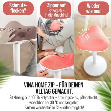 Офісний стілець SH-01 Zip з знімним чохлом | Ергономічний стілець для роботи та відпочинку | З сертифікацією IGR | Регульована висота (58-83 см) | Рожевий