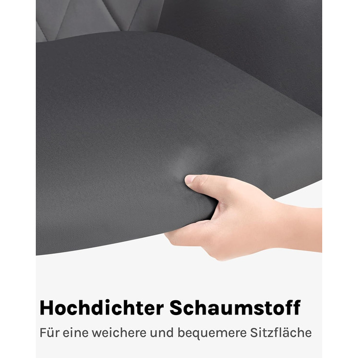 Набір обідніх стільців WOLTU з підлокітниками та спинкою, для кухні, вітальні, їдальні, м'який оксамитовий чохол, металеві ніжки, темно-сірий, 8 шт.